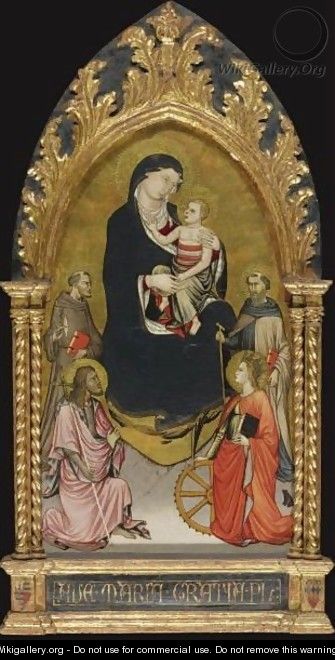 Madonna And Child With Saints John The Baptist, Francis Of Assisi, Anthony Abbot And Catherine Of Alexandria - di Nardo Mariotto