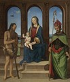 The Madonna And Child Enthroned With Saints Onophrius And Augustine - Piero Di Cosimo