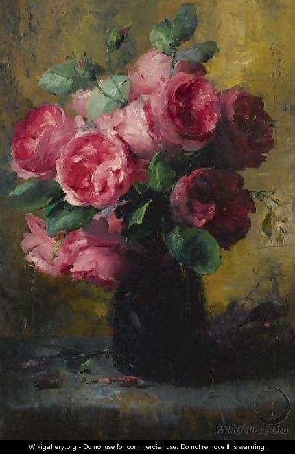 Pink Roses In A Vase 2 - Frans Mortelmans