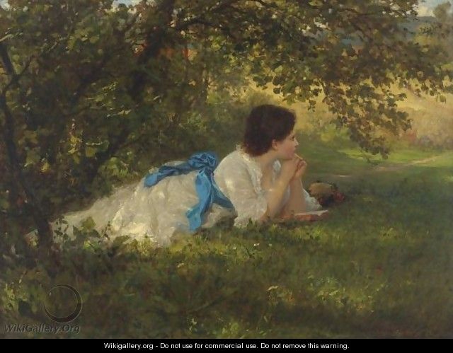 Girl In A Blue Sash - Wilhelm Amberg