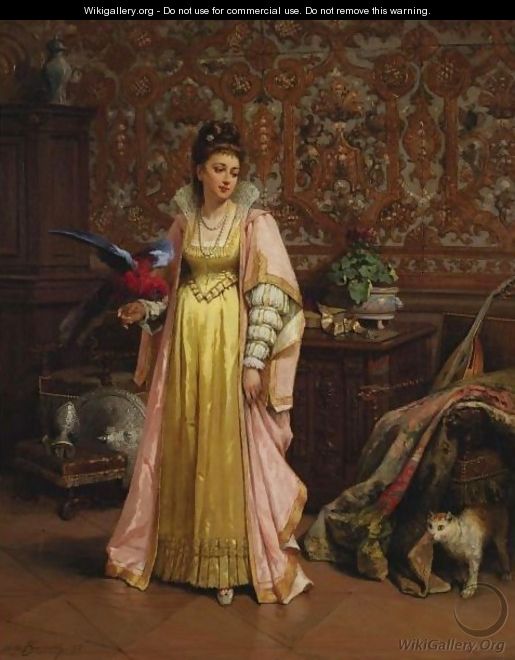 Her Pet Parakeet - Adrien de Boucherville