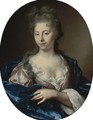 Portrait Of A Lady, Half Length, Wearing A Pink Dress With A Blue Wrap - Arnold Boonen
