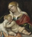 Madonna And Child With A Dog - Alessandro Bonvicino (Moretto da Brescia)