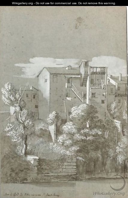 A View Of Houses Near The Church Of S. Bartolomeo On The Isola Tiberina, Rome - Etienne Jeaurat