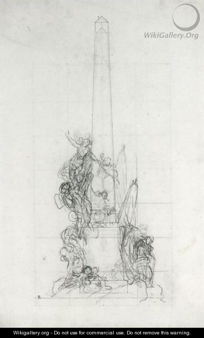 Designs For A Monumental Obelisk - Charles-Nicolas II Cochin