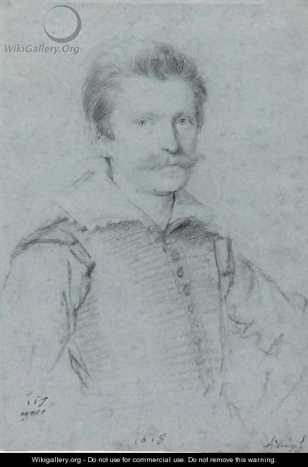 Half-Length Portrait Of A Moustachioed Man - Ottavio Leoni