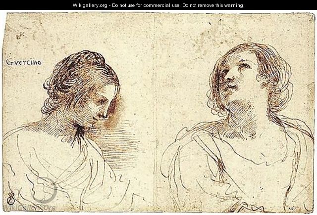 Two Female Head Studies - Giovanni Francesco Guercino (BARBIERI)