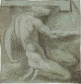 A kneeling male figure acting as a caryatid - (after) Girolamo Francesco Maria Mazzola (Parmigianino)