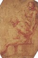 Studies of two male nudes - Bolognese School