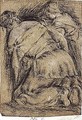 Two Kneeling Female Figures, Seen From Behind - Francesco Da Ponte (Francesco Bassano Il Giovane)