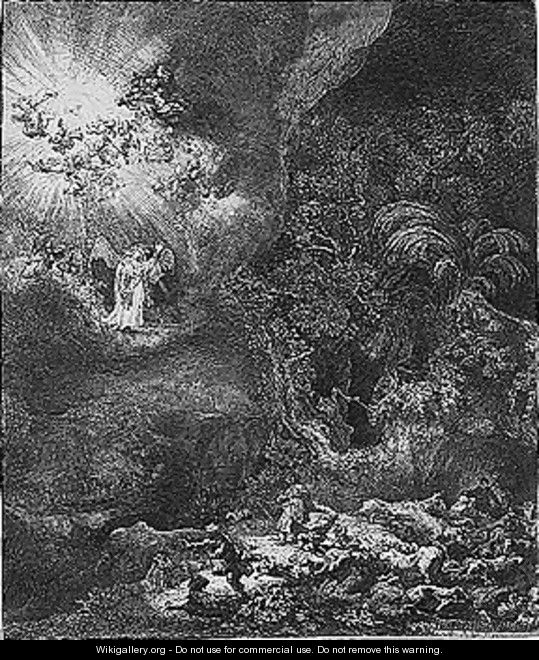 The angel appearing to the shepherds 2 - Rembrandt Van Rijn