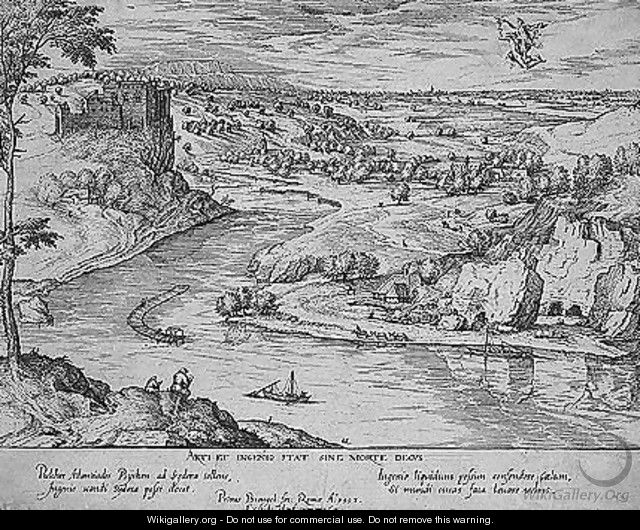 River landscape with the rape of psyche by mercury - (after) Pieter The Elder Breughel