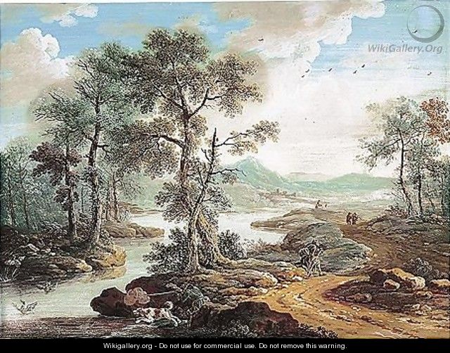 Italianate River Landscape With A Duck Hunter - Johann Christoph Dietzsch