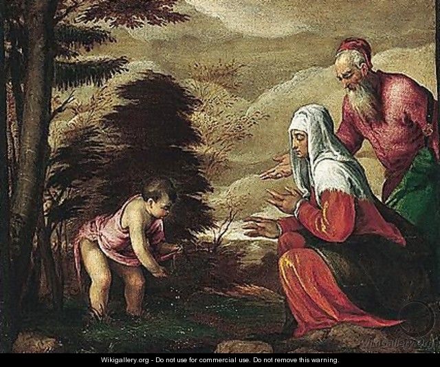 The Infant Saint John The Baptist Taking Leave Of His Parents - Jacopo Bassano (Jacopo da Ponte)