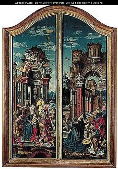 Altarpiece Inner And Outer Wings, Framed Together - Unknown Painter