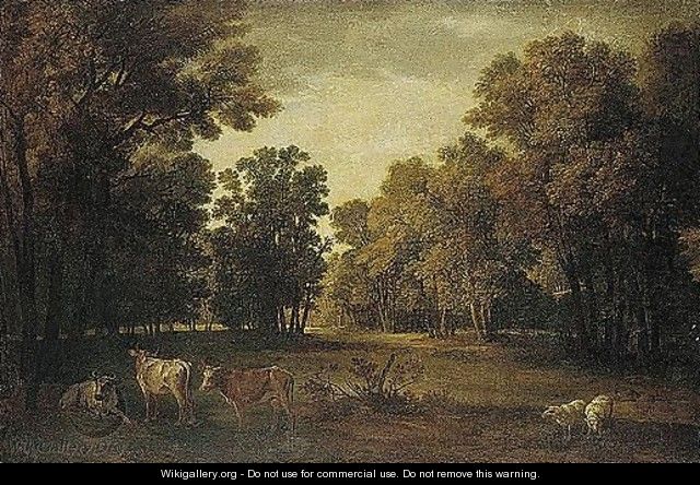 A Pastoral Landscape With Cattle And Sheep - Jean-Baptiste Oudry