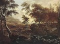 A Wooded Landscape With A Hunting Party At The Edge Of A River - Frederick De Moucheron