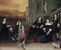 A Portrait Of A Family Group On A Terrace By An Elegant House, Possibly A Self-portrait With His Family - Eglon van der Neer