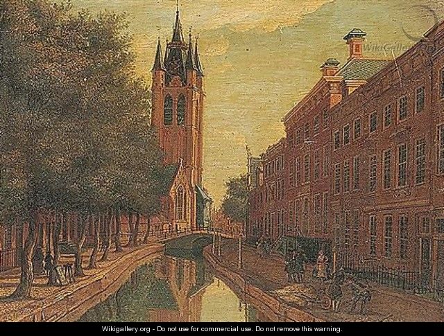 Delft, A View Of Oude Delft Looking South Towards The Oude Kerk - Paulus Constantin La Fargue