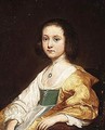 Portrait of a young girl wearing a white dress with a yellow shawl - Dutch School
