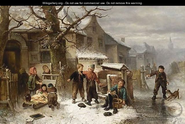 Children Playing In The Snow - Jan Mari Henri Ten Kate