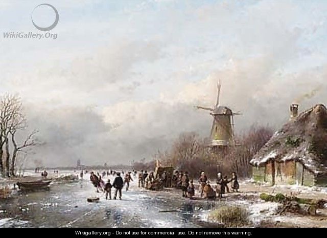 A Winter Landscape With Skaters Near A 