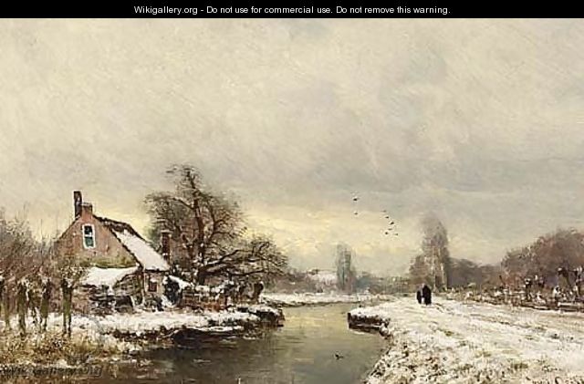 A Winter Landscape With A House On The Waterfront - Louis Apol