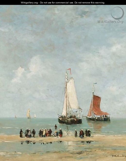 Fisherwomen Watching The Departure Of The Fleet - Hendrik Willem Mesdag