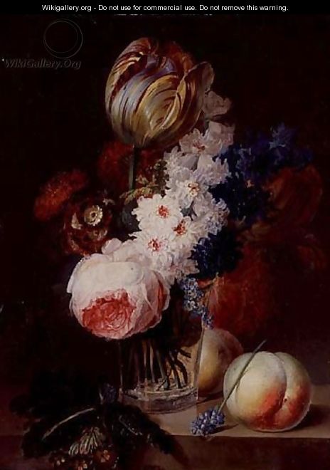 Still life of flowers in a glass vase - Johann Baptist Drechsler