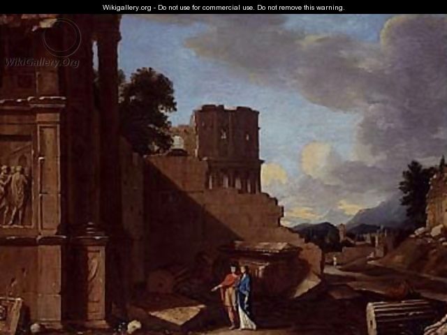 A landscape with classical monuments and figures - Jean Lemaire