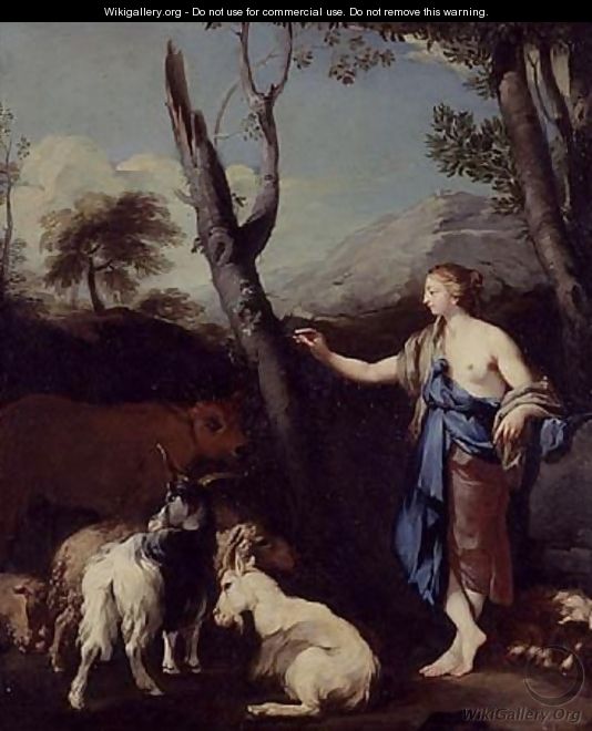 A shepherdess in a landscape - Francesco Fernandi (Imperiali)