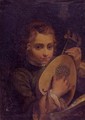 Portrait of a boy playing a lute - Bolognese School