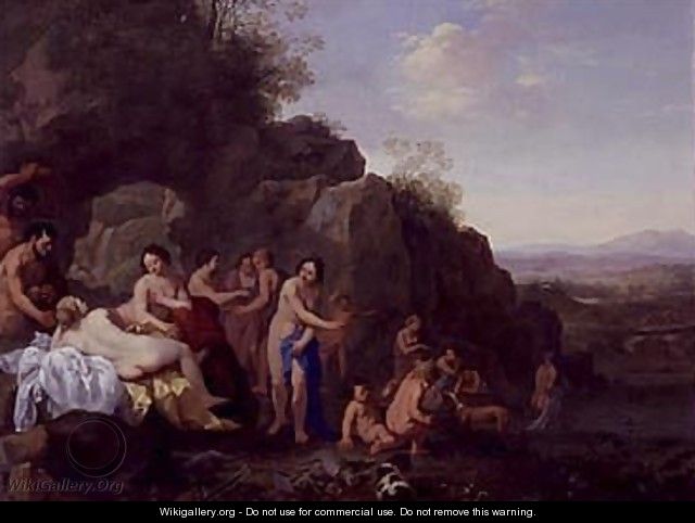 Diana and attendans in a landscape - Cornelis Van Poelenburgh