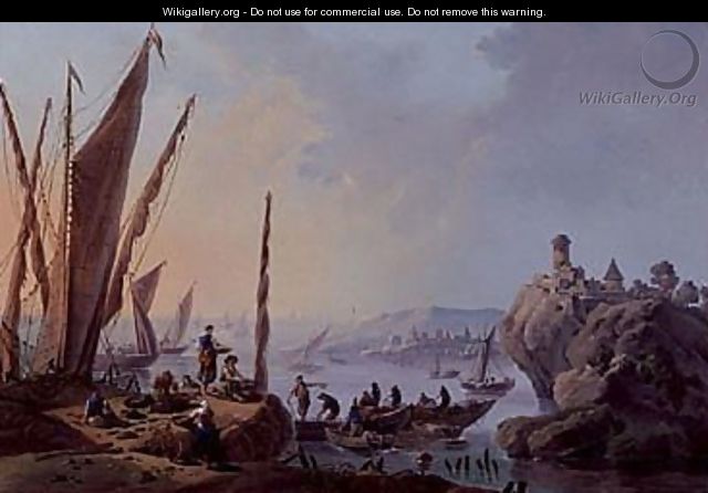 A view of the river Tagus, Portugal - (after) Jean-Baptiste Pillement