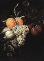 Still life of grapes, oranges, plums and other fruit and flowers - (after) Joris Van Son