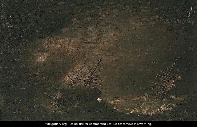 Dutch shipping in stormy seas - (after) Willem Van De, The Younger Velde