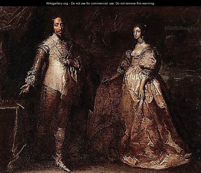 Portrait of king charles I and Queen Henrietta Maria - (after) Dyck, Sir Anthony van