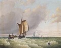 A barge and other shipping in open seas - (after) Frederick Calvert