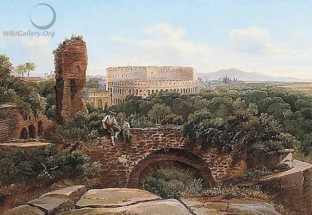 A view of rome with the colosseum and the arch of constantine - Carl Brunner