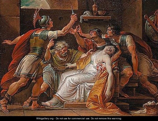 Brutus and Collatinus swearing revenge over the body of Lucretia - (after) Giuseppe Cades