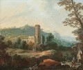 A wooded landscape with a huntsman and a ruined tower - Johann-Gabriel Canton