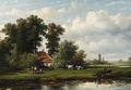 Anglers In A Polder Landscape - Anthonie Jacobus Van Wijngaerdt