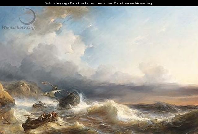 A Shipwreck In Rough Seas - Louis Meijer
