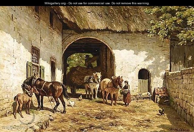 Feeding The Horses - Willem Carel Nakken