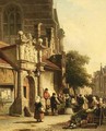 A Vegetable Market In A Dutch Town - Elias Pieter van Bommel