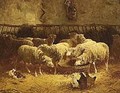 Sheep In A Barn - Charles Émile Jacque