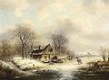 A Winter Landscape With Figures On A Frozen River - Johannes Petrus van Velzen