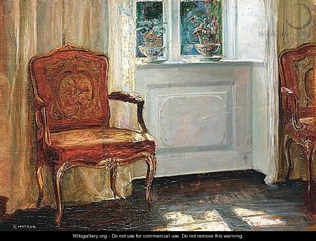 Interior With Red Chair - Carl Vilhelm Holsoe