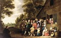 A Procession Of Peasants Leaving A Country Inn, Playing Musical - Pieter Nijs