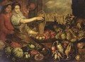And Apples In A Baskets With Birds, Green Cabbages - (after) Joachim Beuckelaer